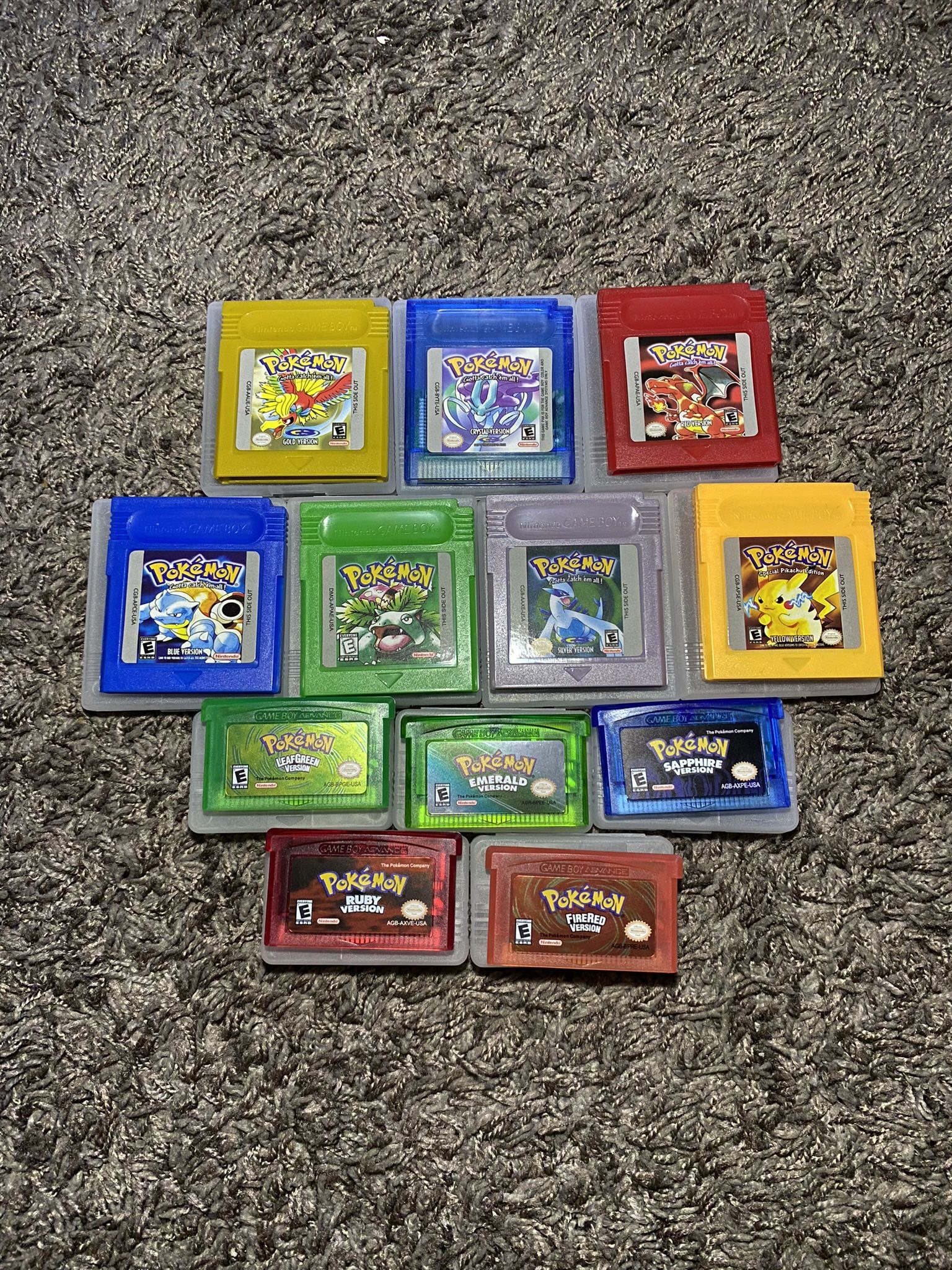 12-Game Pokémon Bundle - Crystal, Emerald, Fire Red, Gold, Leaf Green, Yellow