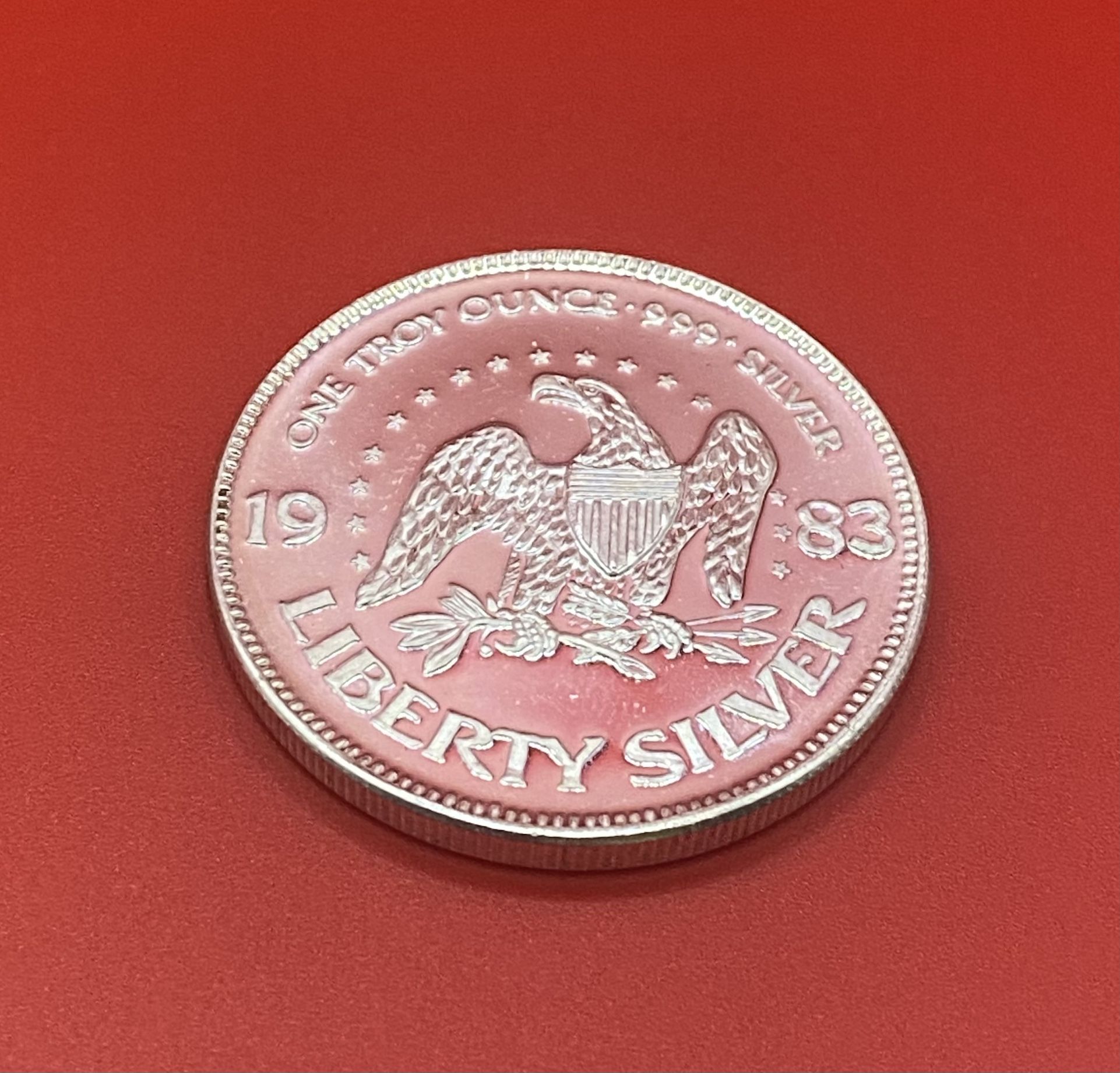 1983 Liberty Bell A-Mark Eagle 1oz 999 FINE PURE Silver art bar round