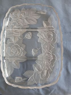 Mikasa Divided Dish Satin And Clear Glass