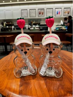Starbucks Pink Bearista Glass Cold Cup