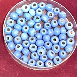Lot Of 21 Vintage Blue Glass Beads 