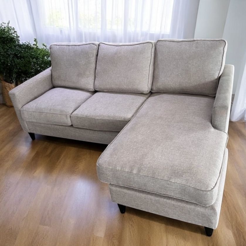 Modern 80” Light Gray L-Shape Sofa with Chaise
