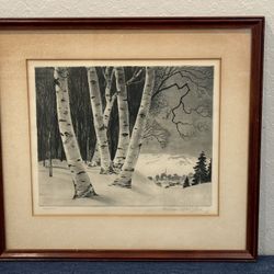 WILLIAM MACLEAN (1877, d1977) Signed 1945 Etching "Snow Valley" Listed PA Artist