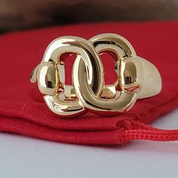 ⛔️RESERVED⛔️14K Yellow Gold Over Resin Milor Italy Size 6 Knot Ring Design!👌🎁Post Tags: Anillo de Oro