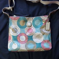 Coach Poppy Glam Crossbody Bag F19225 Multicolor Circle Print