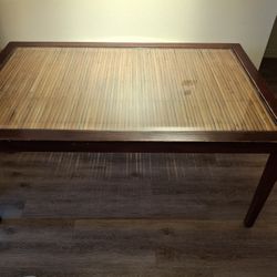Solid Wood Dining Table w/ Glass Top – $40 OBO
