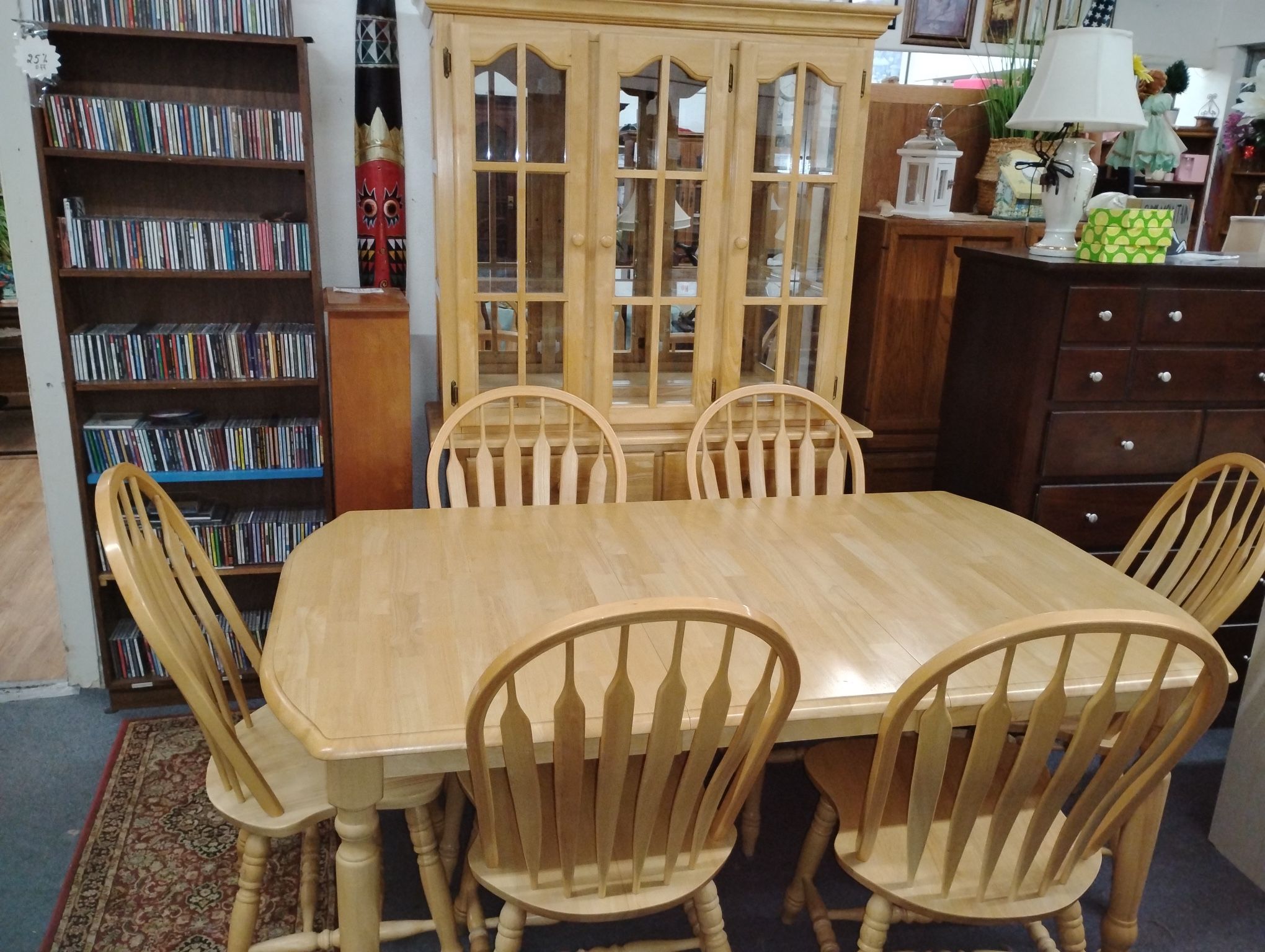 Solid oak full dining room set Sunset Trading solid oak dining room set
