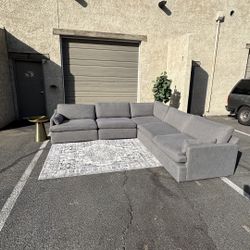 5 Piece Grey Cloud Couch L Sectional