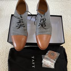 9.5 - TAFT Spanish Leather Dress Shoes - “The Jack” - Grey/Brown