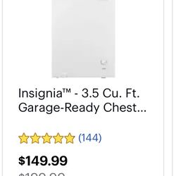 Insignia Black 3.5Cu. ft  Chest Freezer