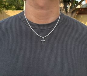 Silver rope chain with pendant 20in