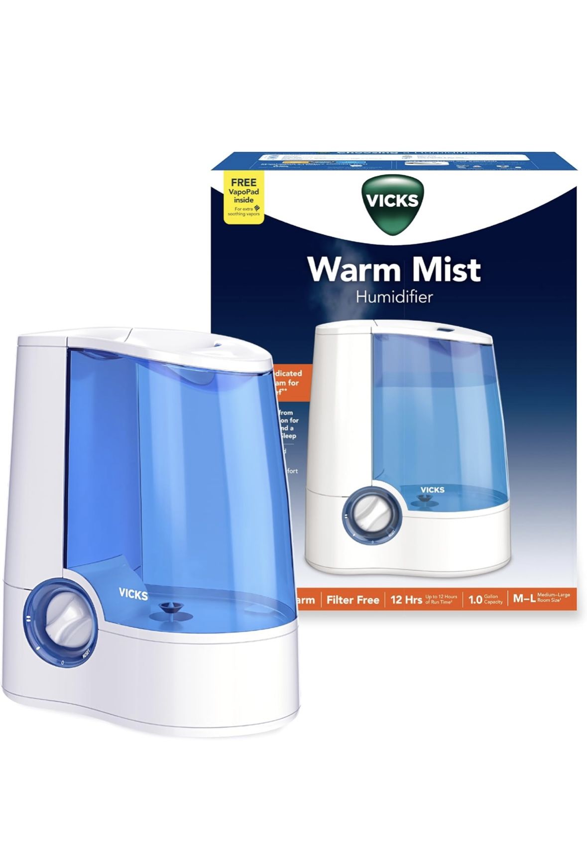 Vicks Warm Mist Humidifier Air Humidifier for Bedroom, Home & Large Room, Baby, Kids & Adults Soothi