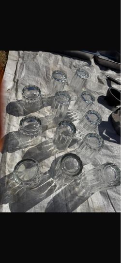 Clear Cut Glass Drinking Glasses Set