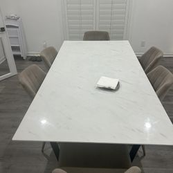 Marble Glass Dining Table And Chairs