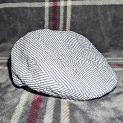 VTG Jaxon Hats Newsboy Cap Cotton white/blue strips Gentleman