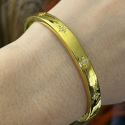 6mm Wide Cz Stars Silver Gold Cuff Bangle Bracelet,S925 Silver Chunky Cuff Bangle Bracelet,Gold Cz Stars Cuff Bangle for women  DETAILS   * Gemstone: 