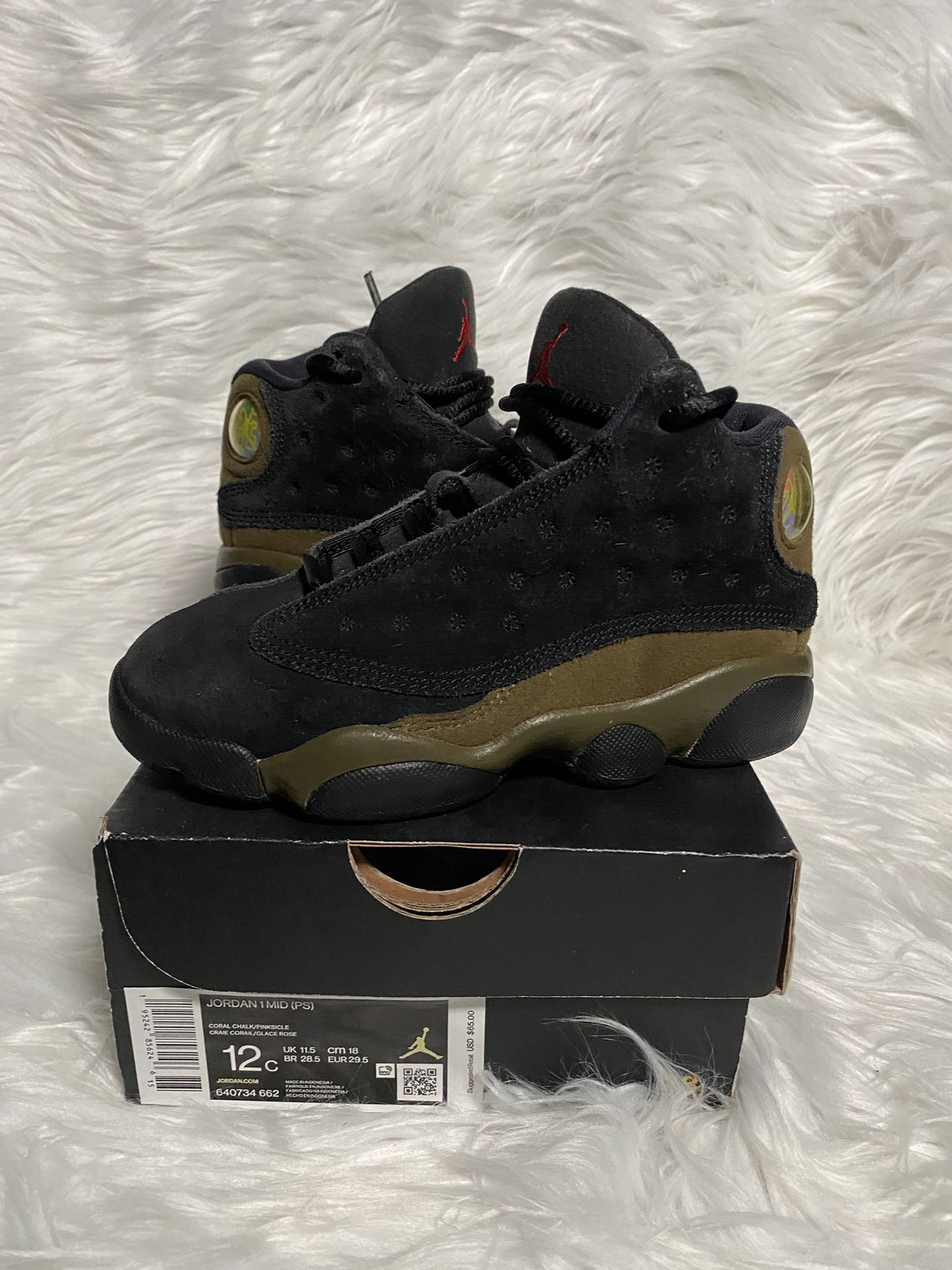 Jordan 13 Olive Used Og Ps Kid Size 12c (replacement Box)