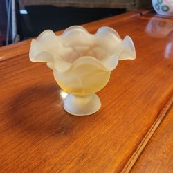 Vintage Doric By Westmoreland Glass Satin Yellow Frosted Vase