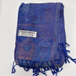 New | Limited Edition: Royal Blue Pastel Multicolor Pashmina Shawl