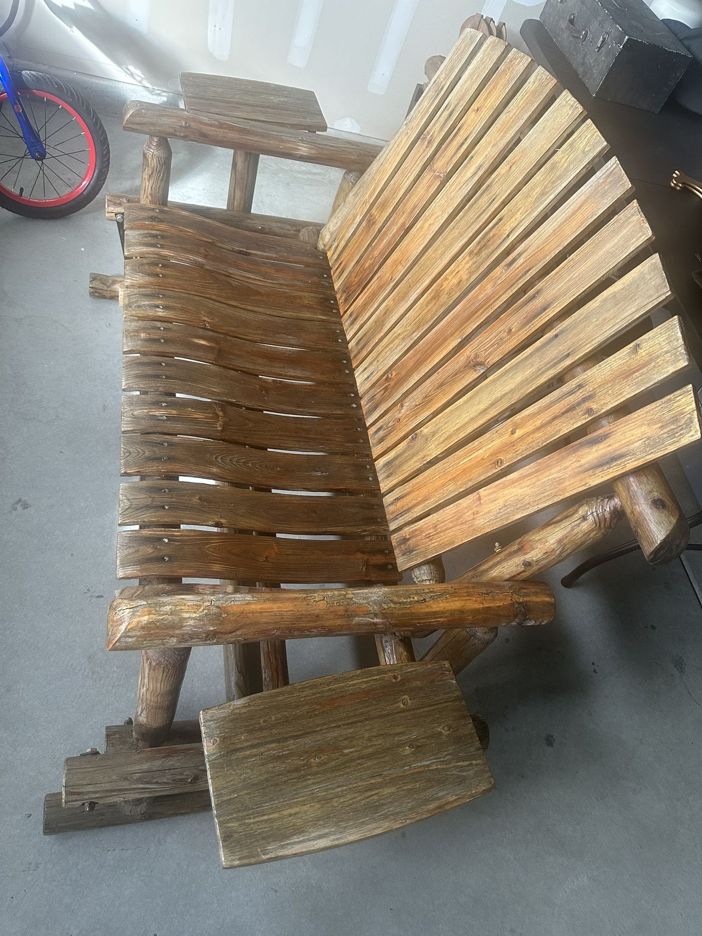 Rustic Oak Solid Wood 🪵 Handmade Rocking Bench (Rocker Bench Fits 2 Comfortably) Perfect For Porch Or Backyard Enjoyment