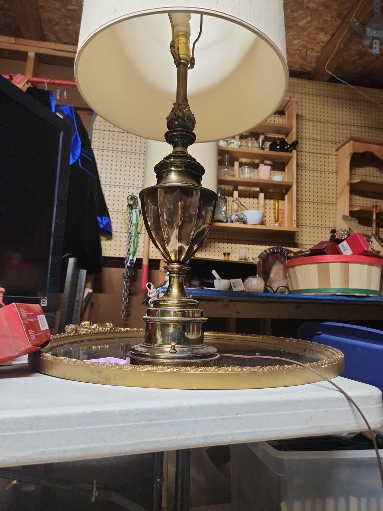 Antique Stiffel Solid Brass Table Lamp Very Heavy - Over 10lbs!