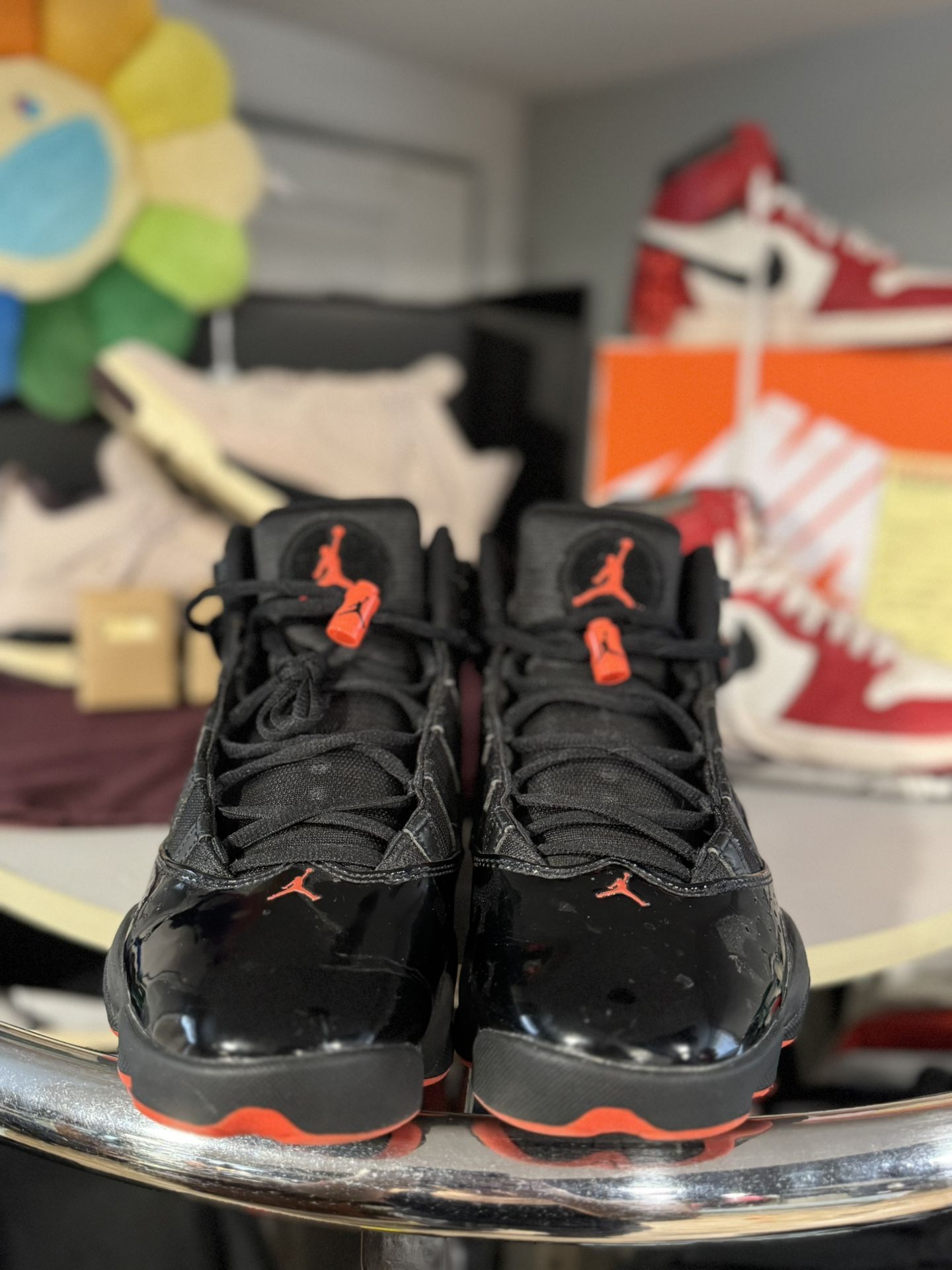 *USED* Men NIKE Air Jordan 6 RINGS BLACK/FIRE RED Sz 9.5!!