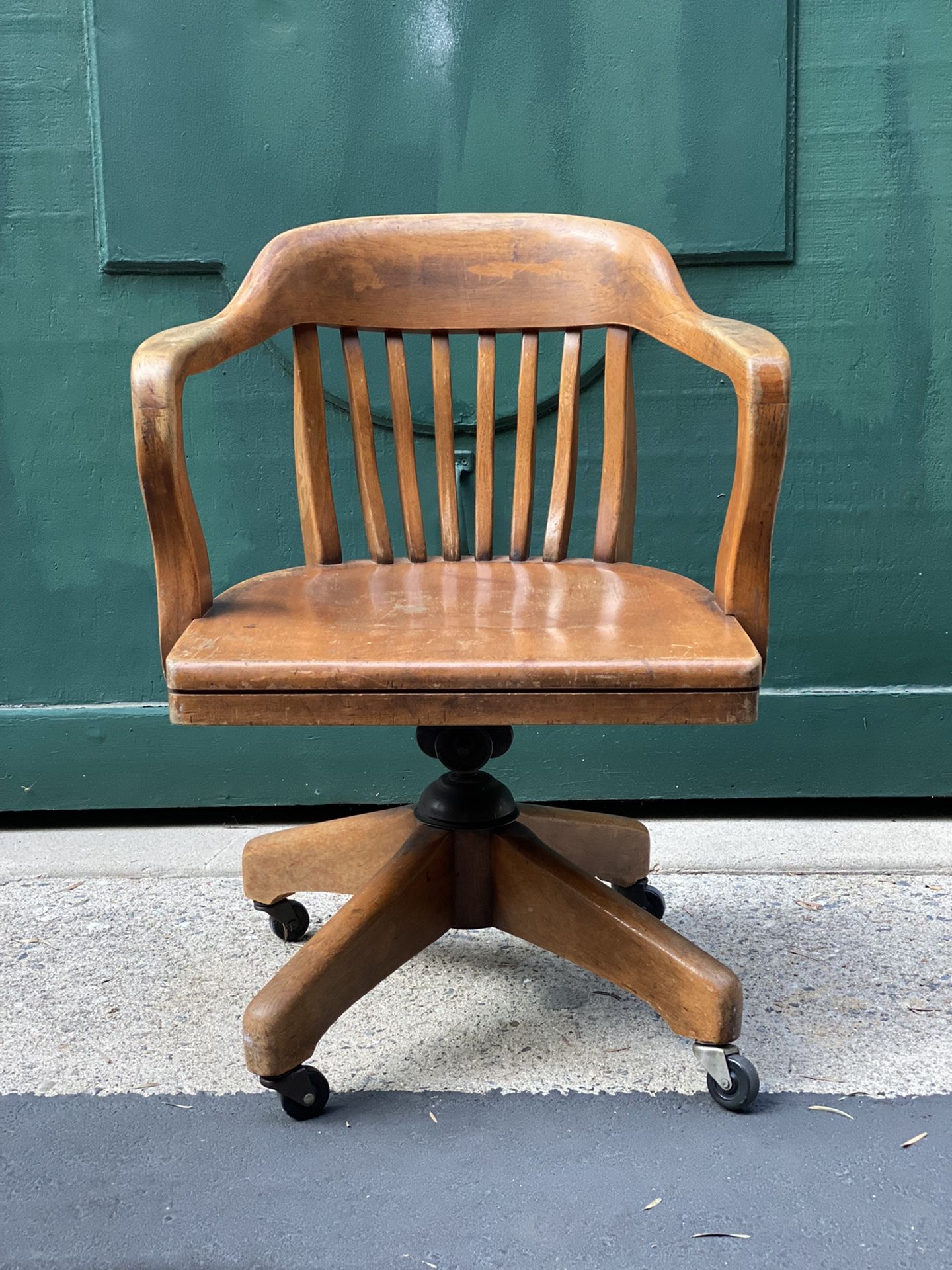 RARE Desk Chair Antique Boling Walnut 6710 desk Bankers Chair 1940s OFFERS WELCOME!