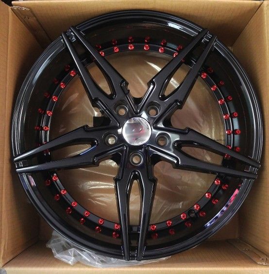 Brand New 18" SP46 5x114.3 Black Red Rivet Wheels