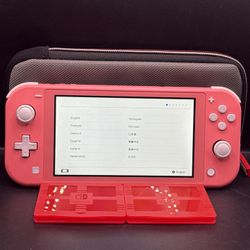 Nintendo Switch Lite Coral Pink Console Case Cartridge Holders No Charger