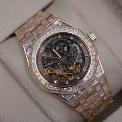 AP Skeleton Automatic Lab Diamond Baguette Luxury Watch