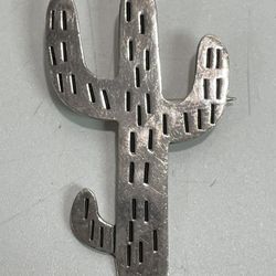 Vintage Taxco Mexico 925 Sterling Silver ~ Cactus Pin Brooch ~ TE-13 ~ 7.1 gr