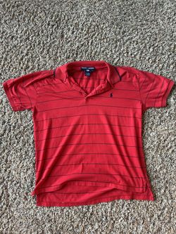 Polo Ralph Lauren Red Striped Polo Shirt, Size Medium 100% Cotton