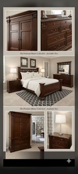 **MUST SELL CAN DELIVER TODAY** King solid wood bedroom set - Premium Manor Collection