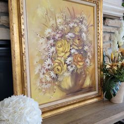 TAKE $10 OFF NOW/Beautiful High Fashion Home Design Gold Framed Floral Painting ONLY $40!!!!