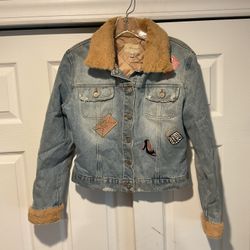 Blumarine Vintage Embroidered Fur Collar Jean Denim Jacket Y2K sz I40