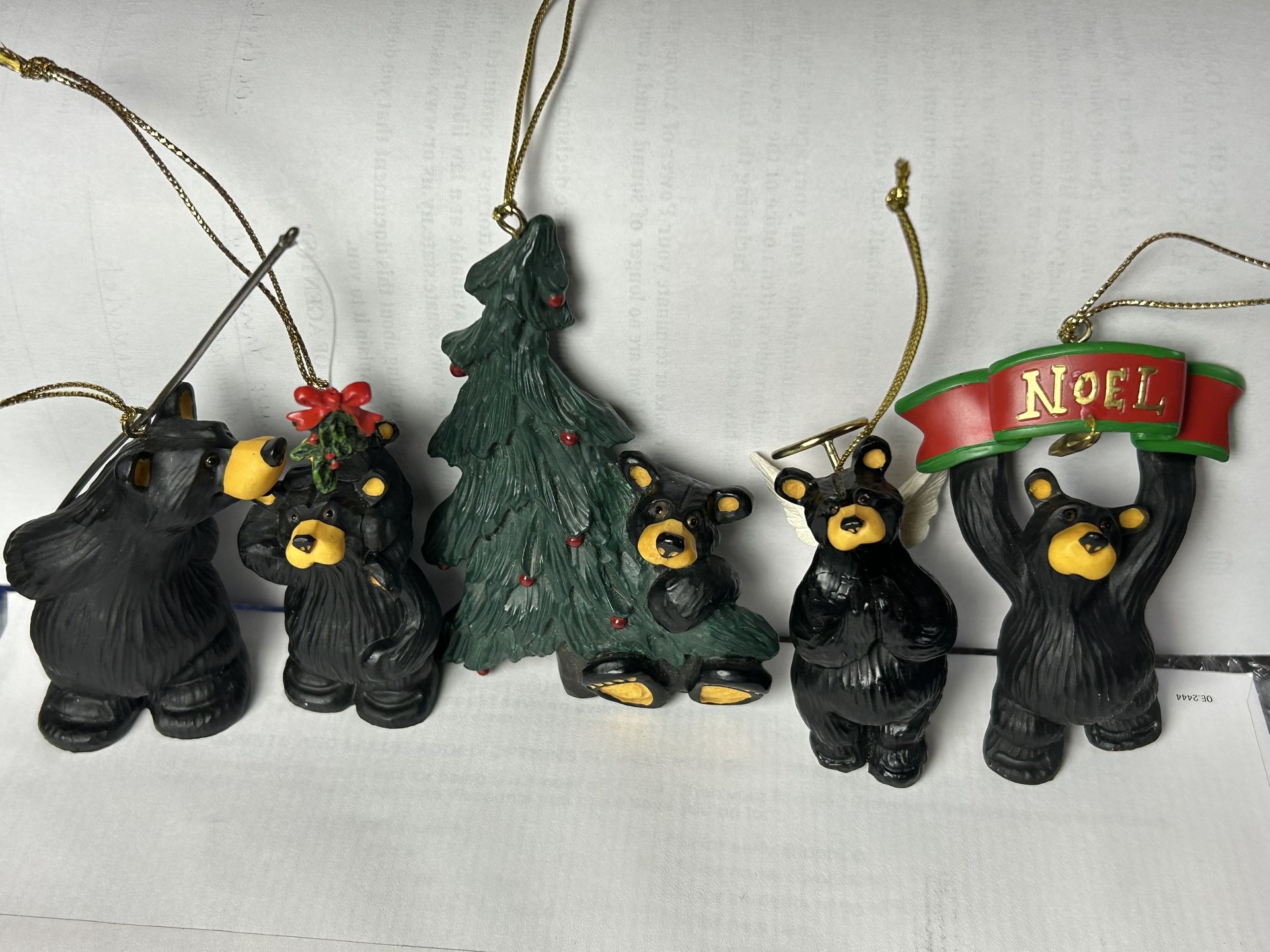 Adorable 5-Piece Black Bear Christmas Ornament Set!