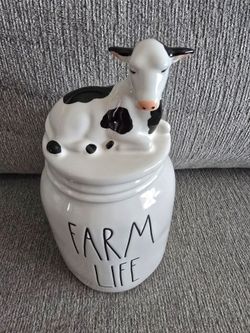 New Rae Dunn Farm Life Cow 8" Canister