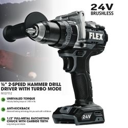 FLEX FX1271T-Z 24V Brushless 1/2 in Hammer Drill Turbo Mode (New - Open Box)