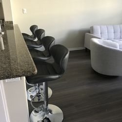  4 Leather Bar Stools 