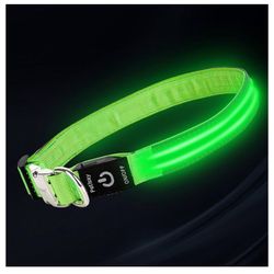Brand: PetIsay LED Dog Collar with Metal Buckle - USB Rechargeable Glow Collar for Dogs, Waterproof Light Up Dog Collar w/Reflective Strips - Adjustab