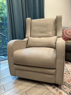 Swivel Glider Recliner Nursery Chair – Beige Fabric