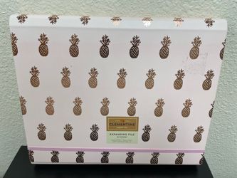 Clementine Expandable File Folder Pink Gold Pineapple