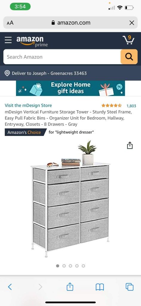 Mdesign Storage Dresser, Grey & White 