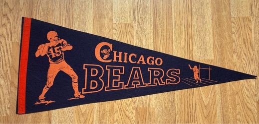 Rare vintage NFL Chicago Bears 1950's #15 Quarterback Logo Football Full Size Pennant