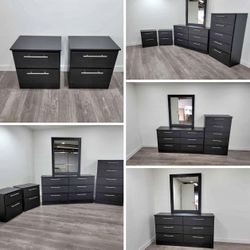 Dresser Whit Mirror, Chest And 2 Nightstands - Cómoda Con espejo , Gavetero Y 2 Mesitas De Noche 