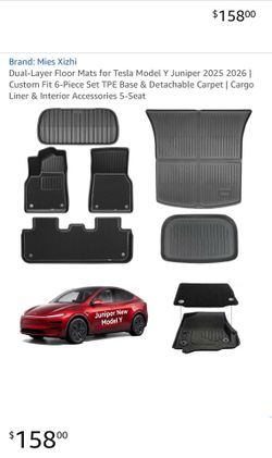 2025/2026 Tesla Model Y Juniper 6-Piece Precision Cut Mats 5-seater