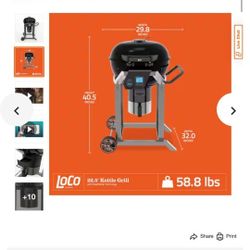 LOCO
22.5 in. SmartTemp Kettle Charcoal Grill in Black with Stand