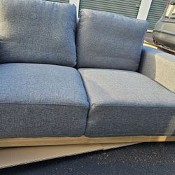 Brand New Modern Casual Loveseat Sofa In Grey Linen Fabric 