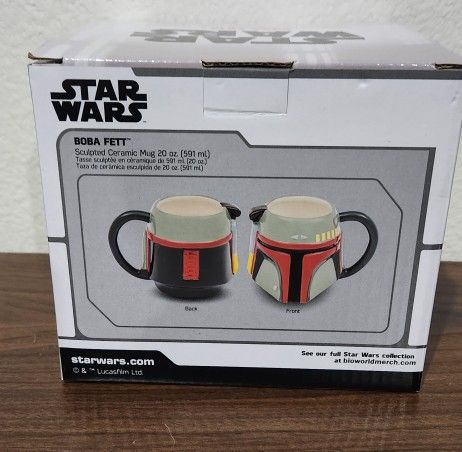 Vandor Disney Star Wars Boba Fett Mandalorian Sculpted Ceramic Coffee Mug, 20 oz