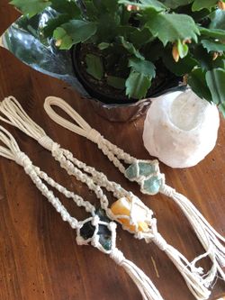 Macrame Wrapped Crystal Hanging